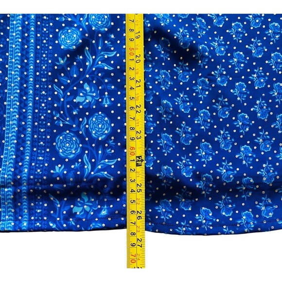 ITSE Women’s Top Tassle Front Tie Bell Sleeves Royal Blue Gold Dots Size Medium - Picture 5 of 12